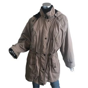 Faded Glory Women’s XL-2XL Parka Coat Brown Pockets Adjustable Waist.